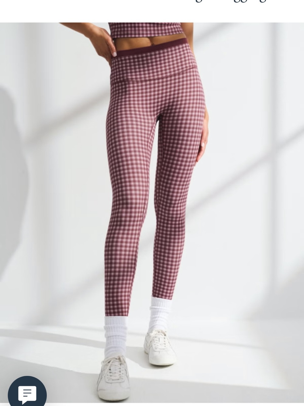Abercrombie & Fitch YPB Studio Flex 7/8 Burgundy Gingham High-Rise Leggings